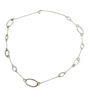 Daisy Fuentes Silver Tone Chain Link Hoop Circle Necklace Plus Size Friendly 35"